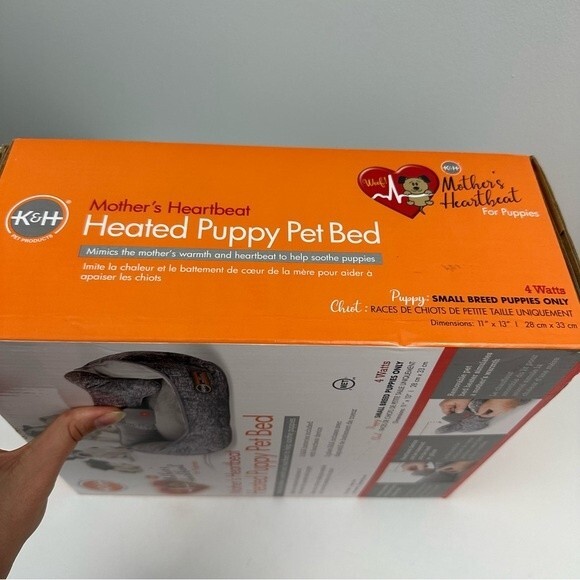 K&H Mother's Heartbeat Grey Heated Puppy Pet Bed NIB - Picture 6 of 8
